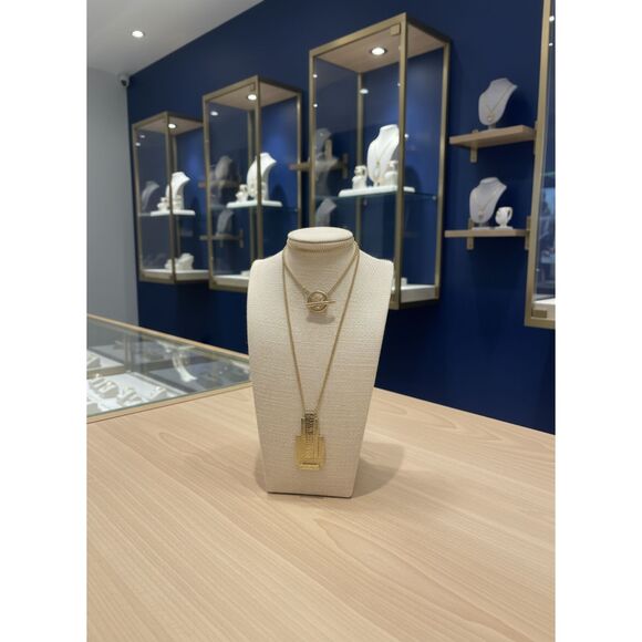 St. John Art Deco Geometric Pendant Necklace Gold-Tone Toggle Clasp - Picture 1 of 7